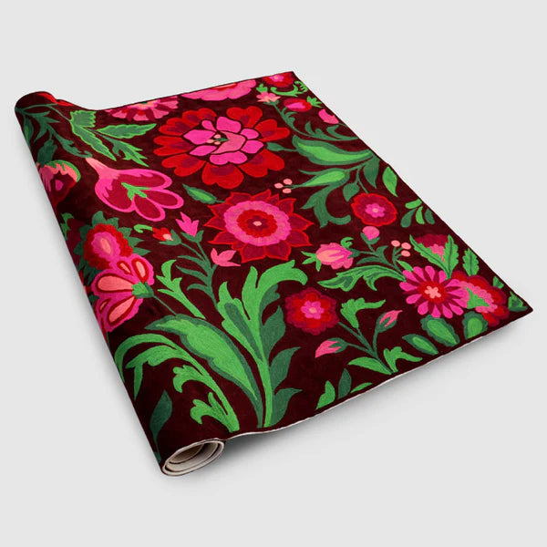 Brown Chainstitch Embroidered Rug