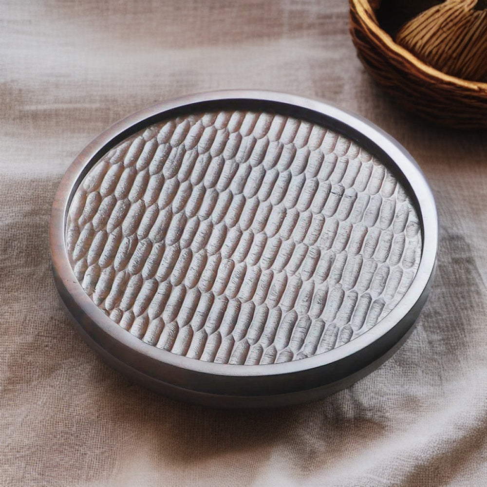 Hand Chiseled Mahogany Platter