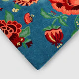 Cerulean Chainstitch Embroidered Rug