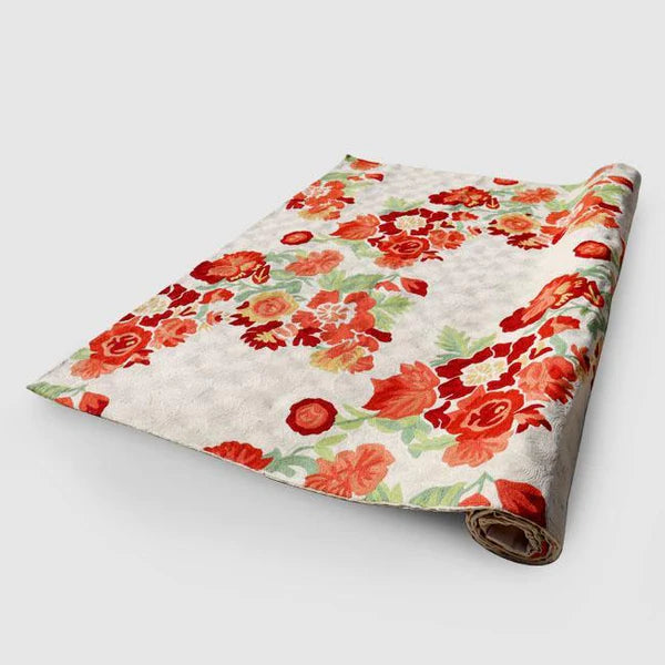 Tangerine Cream Chainstitch Embroidered Rug