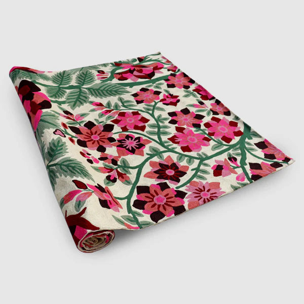 Blossom Chainstitch Embroidered Rug