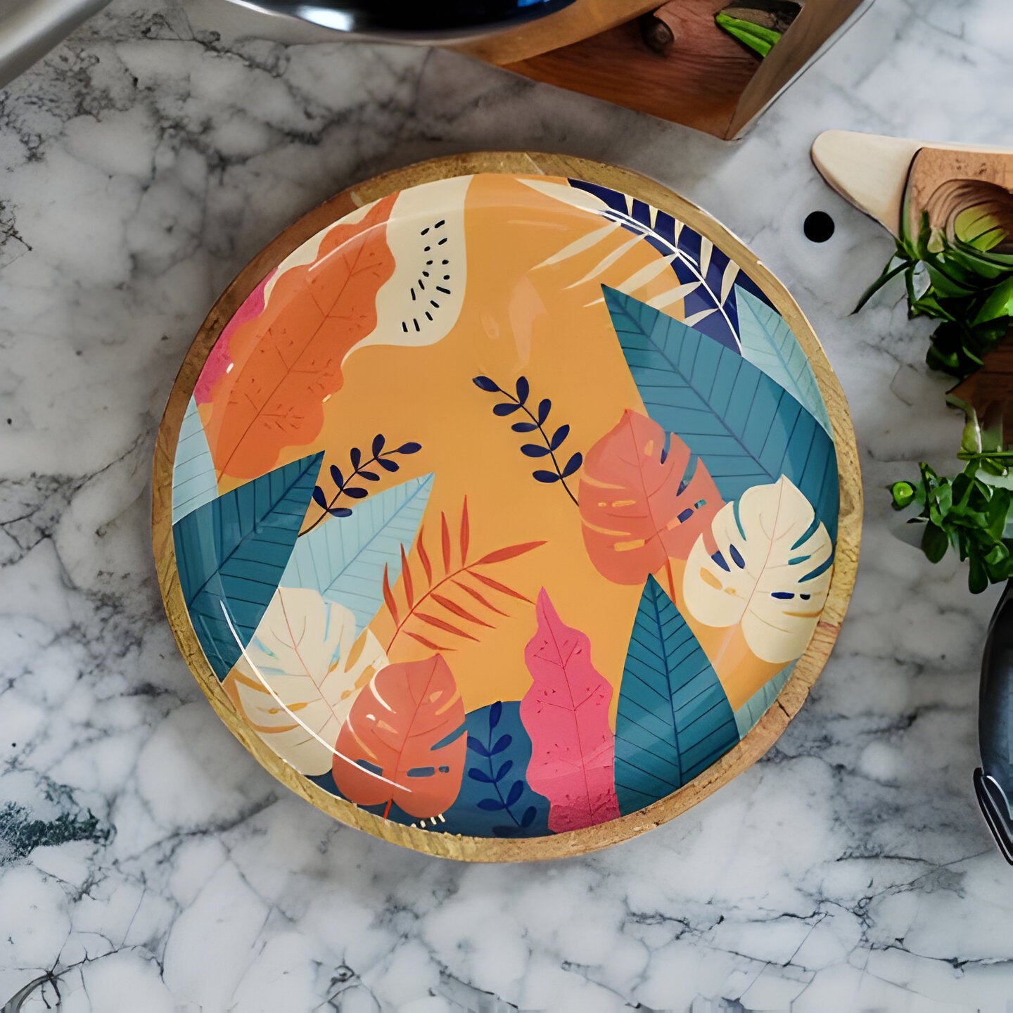 Enamel Printed Round Serving Platter