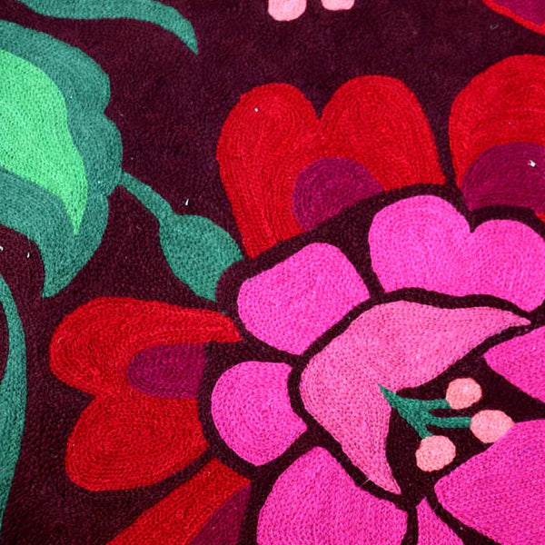 Brown Chainstitch Embroidered Rug