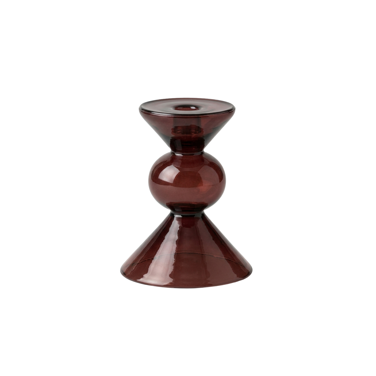Deep Crimson Hand Blown Glass Candle Holder