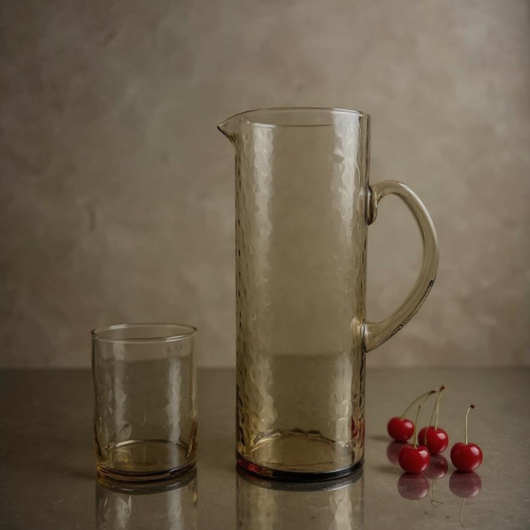 Impressioned Glass Pitcher - Smoke