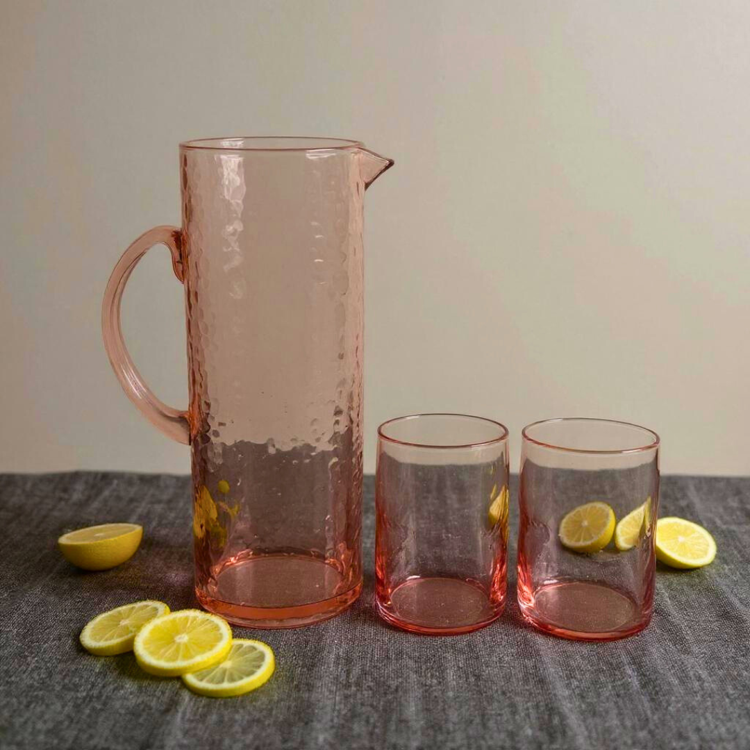 Impressioned Glass Pitcher - Blush