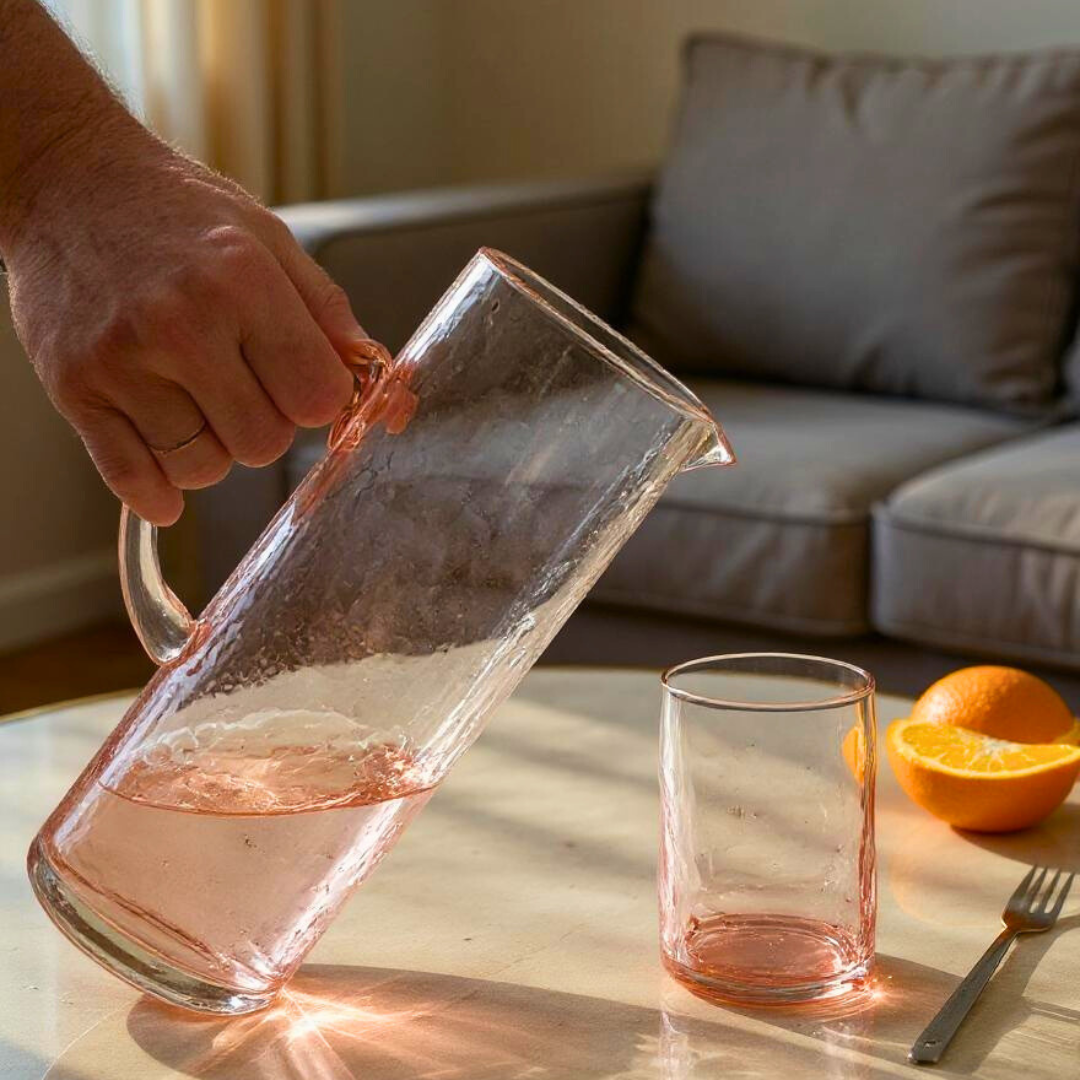 Impressioned Glass Pitcher - Blush