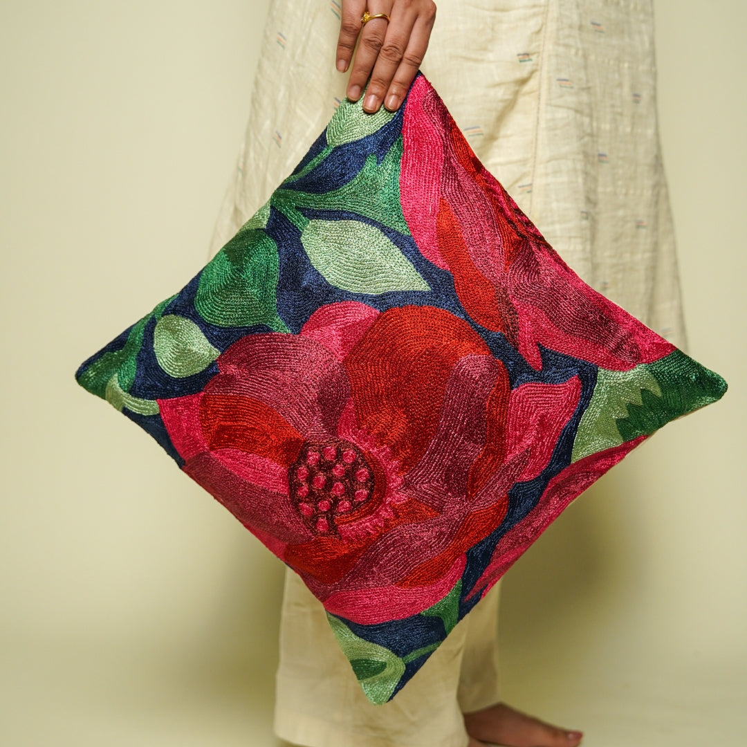 Midnight Blue Floral Cushion Cover