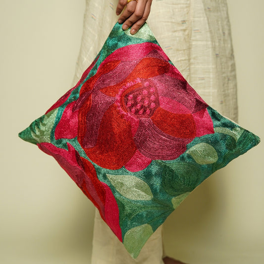 Jewel Green Floral Cushion Cover