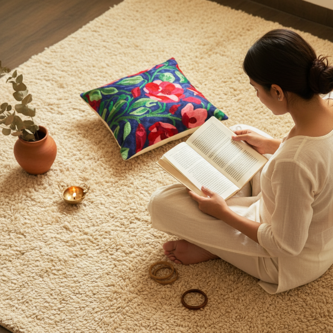 Midnight Blue Dense Forest  Cushion Cover