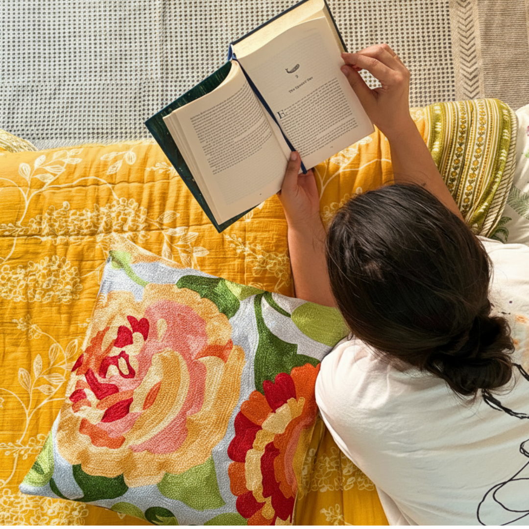 Sitara Gulab Embroidered cushion cover