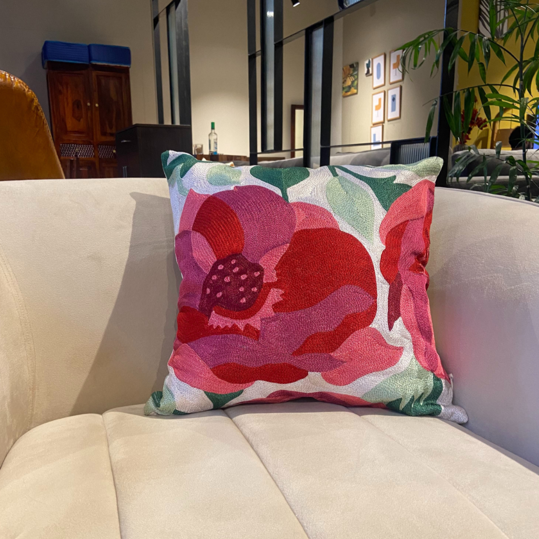 Pearl White Floral Cushion Cover