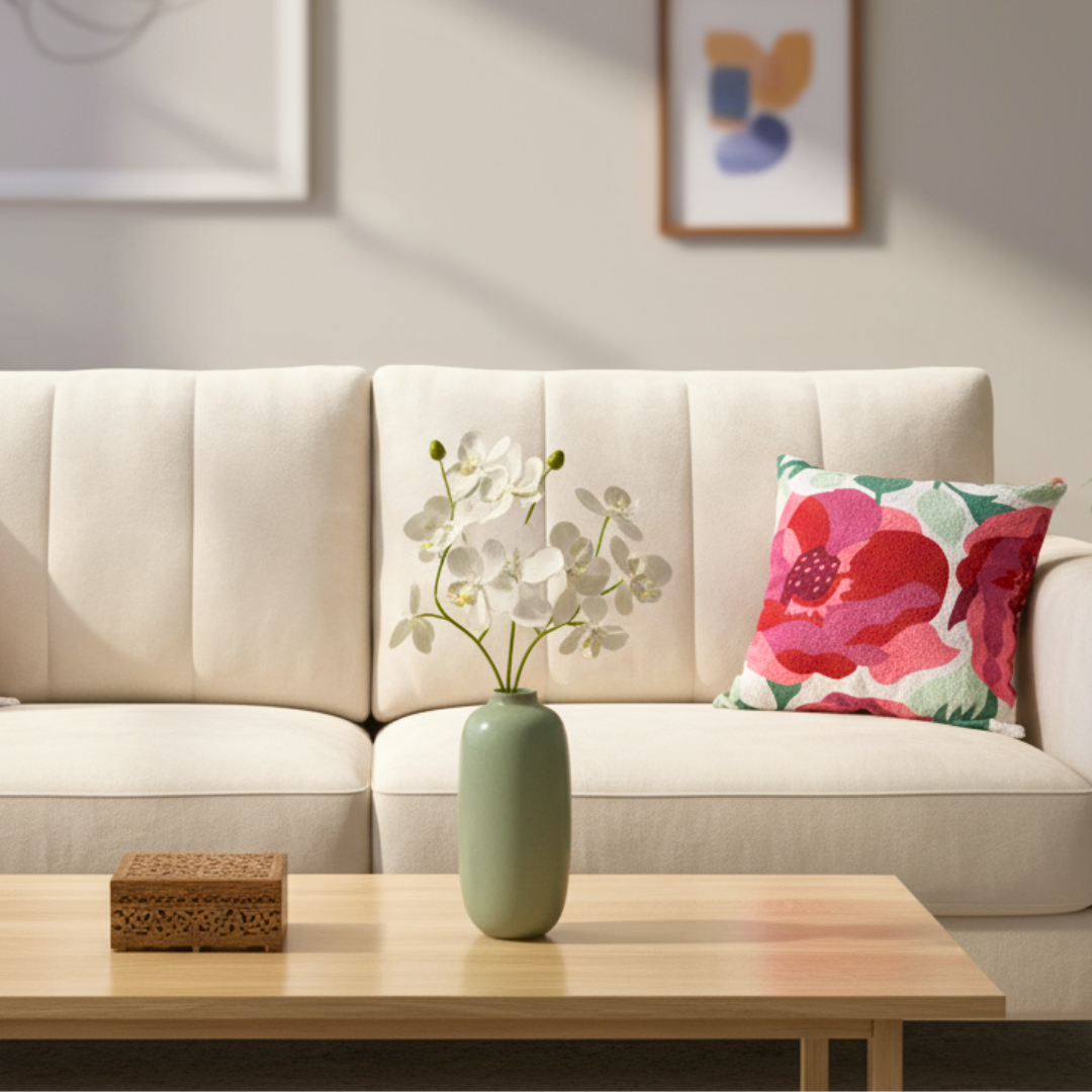 Pearl White Floral Cushion Cover