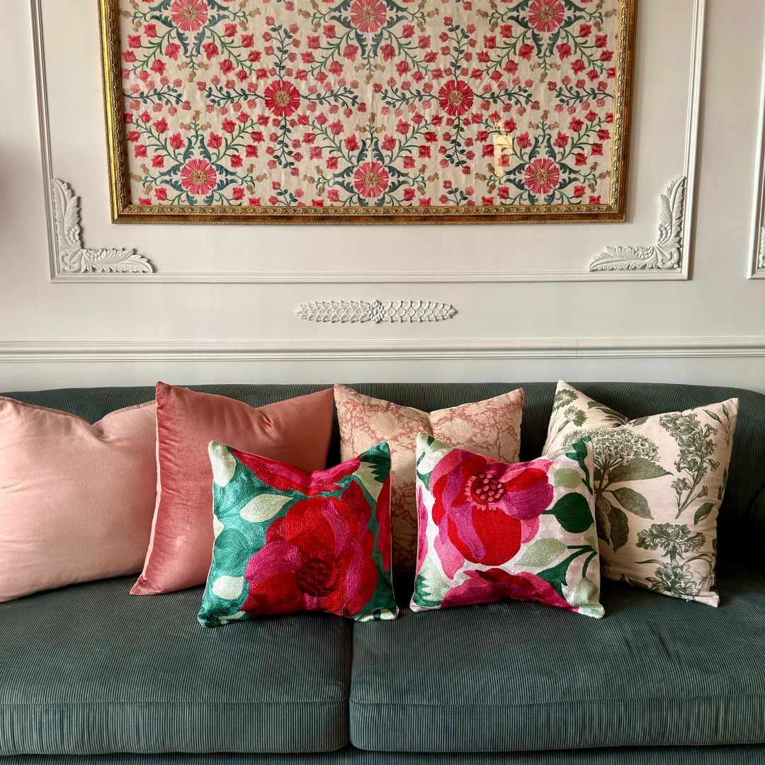 Pearl White Floral Cushion Cover