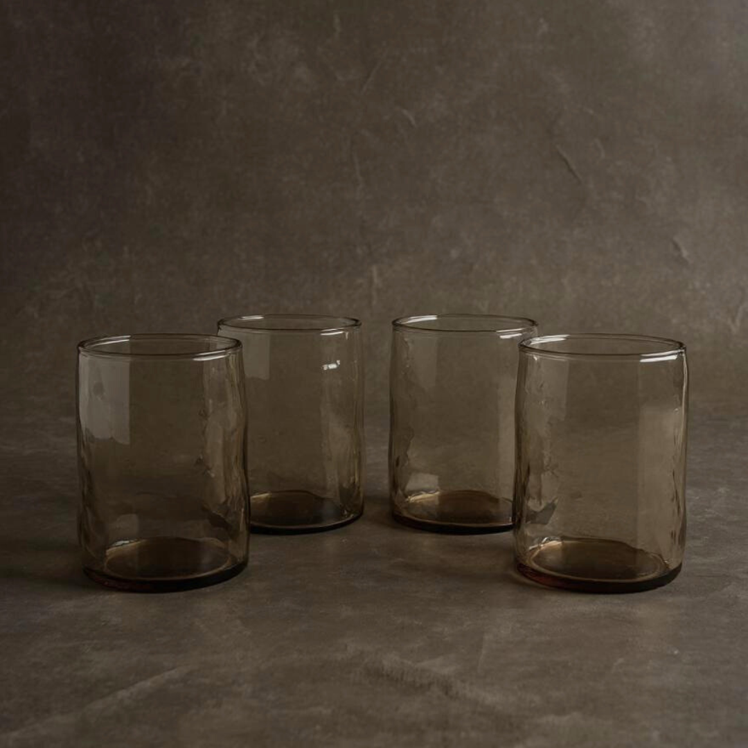 Impressioned Smoke Glass Set of 6