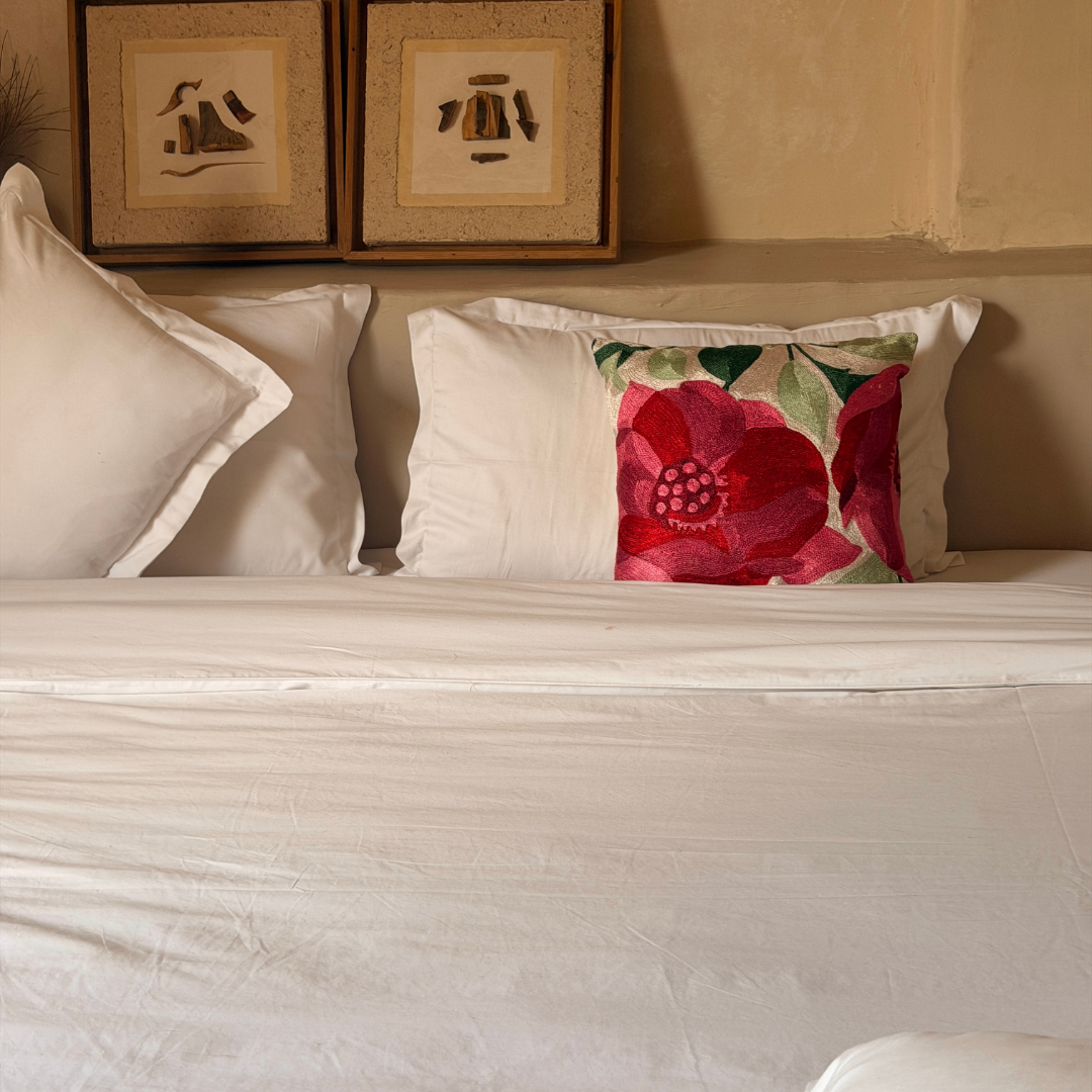 Pearl White Floral Cushion Cover