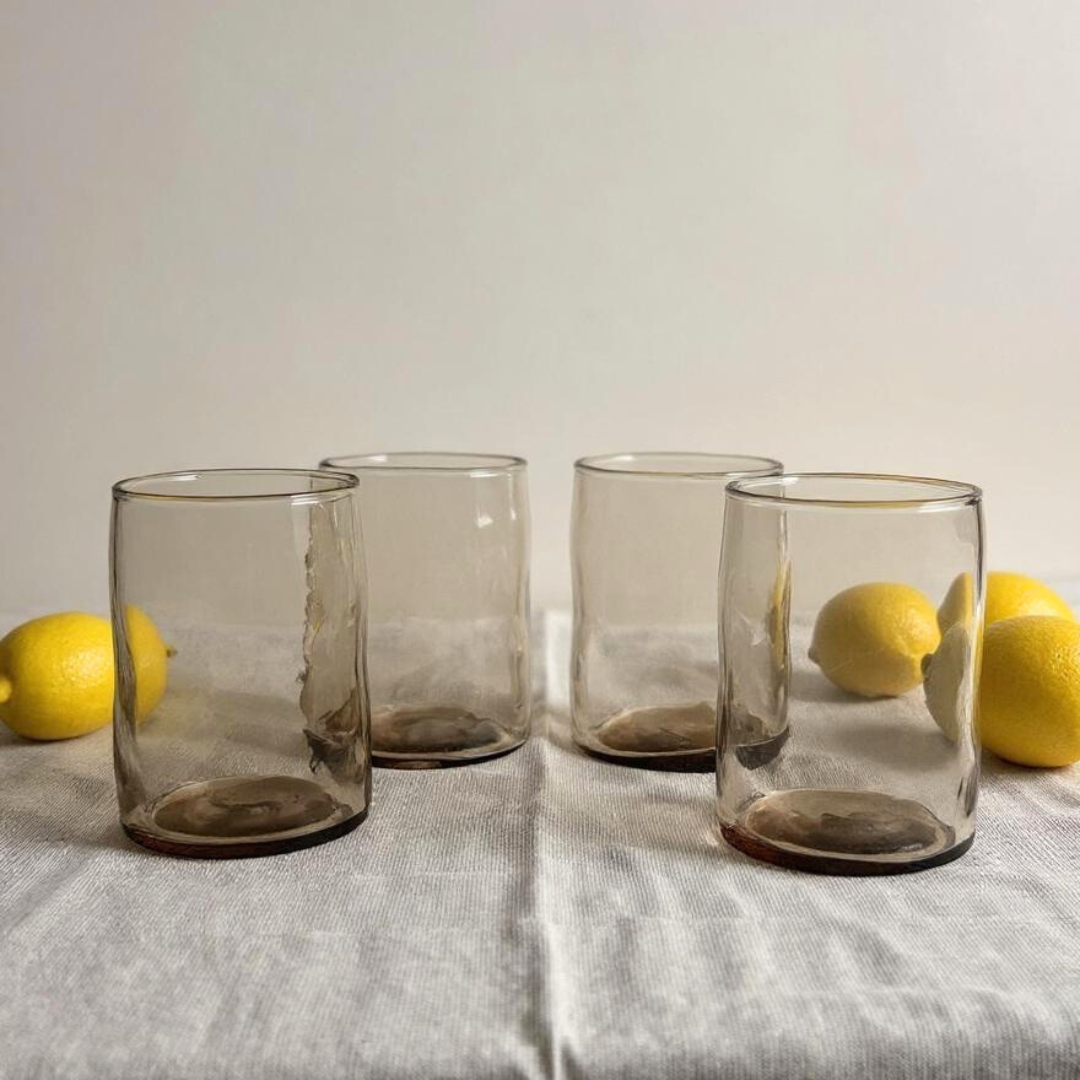 Impressioned Smoke Glass Set of 6