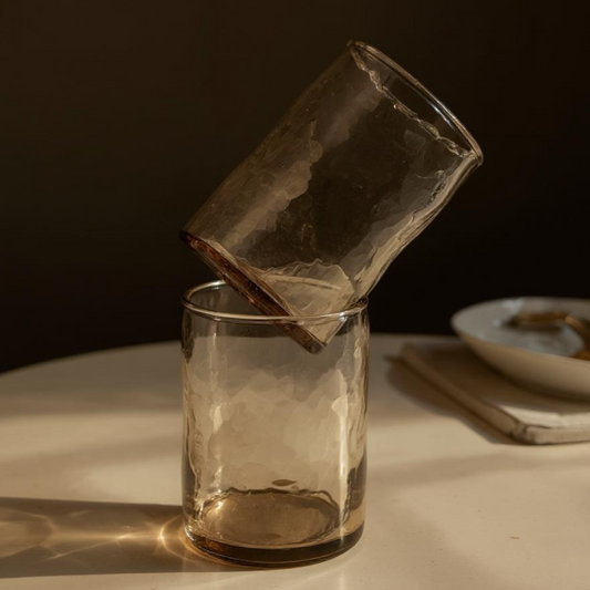 Impressioned Smoke Glass Set of 6