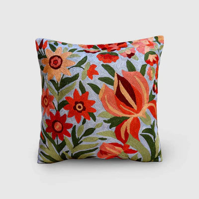 Lotus Pond Blue Embroidered Cushion Cover - Pre Book at 10% OFF