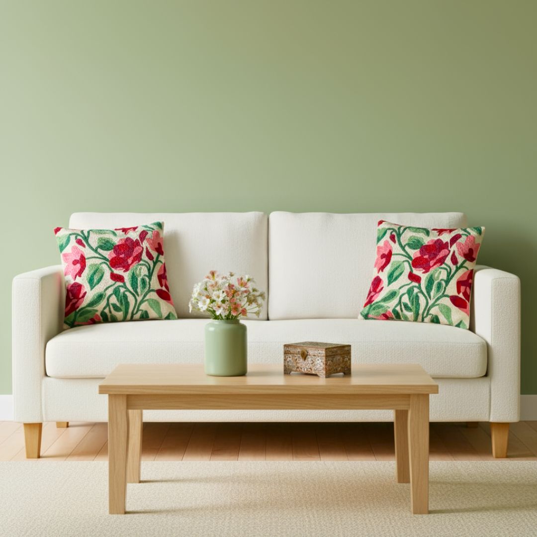 Pearl White Dense Forest Cushion Cover