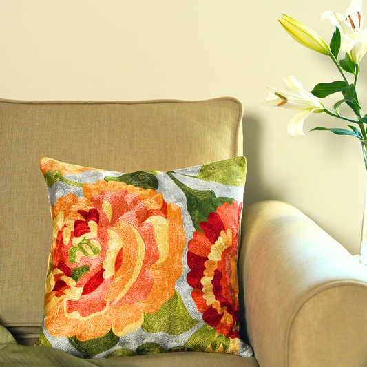 Sitara Gulab Embroidered cushion cover