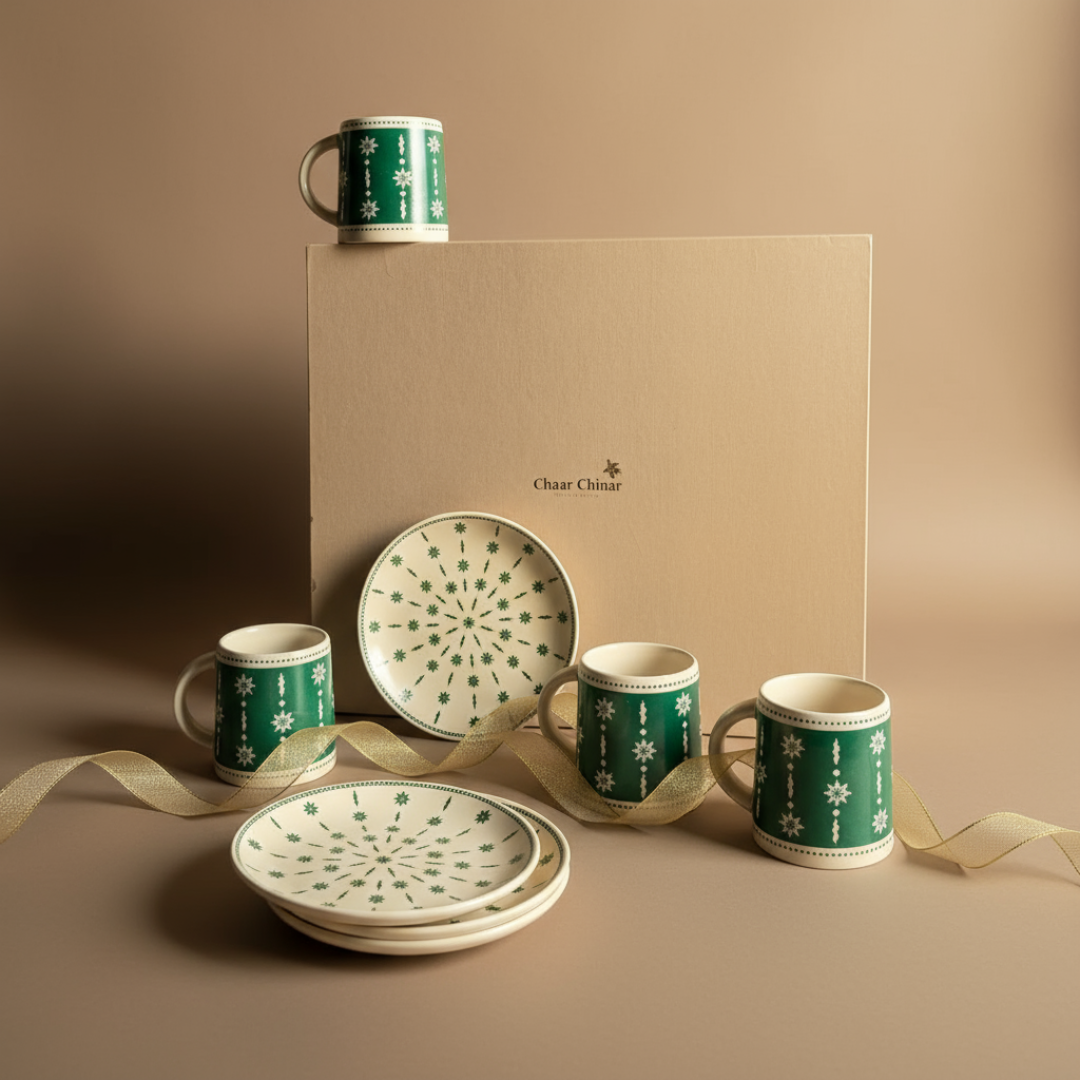 Tarangan Mug & Snack Plate Host Set (Gift Set of 4)