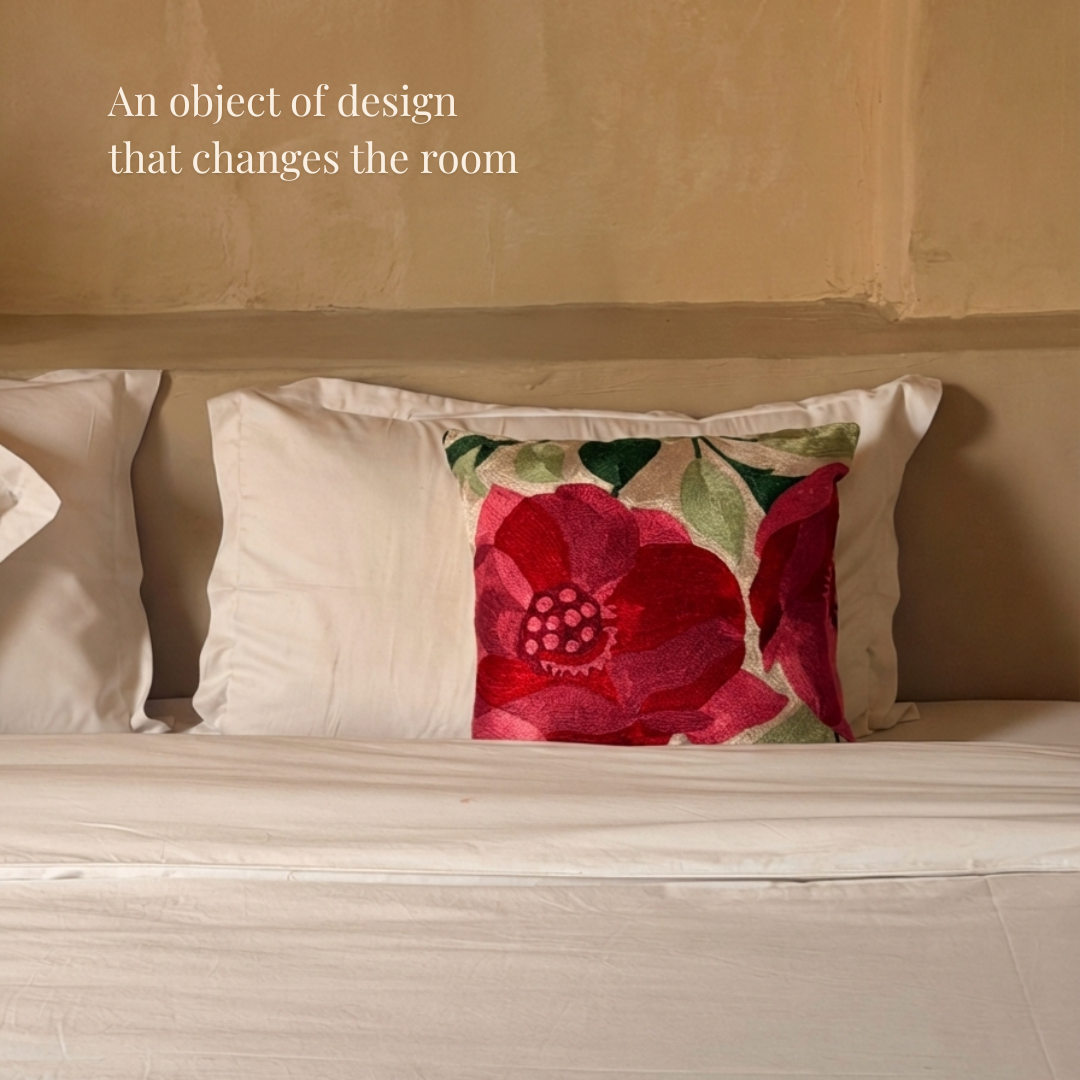 Pearl White Floral Cushion Cover